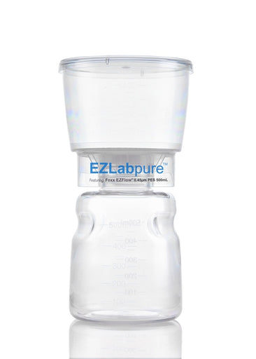 Clear container with EZLabpure branding on a white background