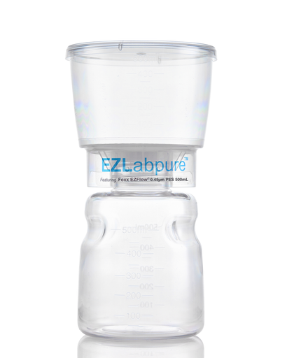 EZLabpure™ Sterile Bottle Top Filter Unit, 0.45 µm PES Membrane, 500 mL – Pack of 12