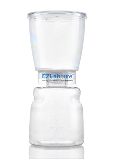 Clear plastic container with EZLabpure branding on a white background