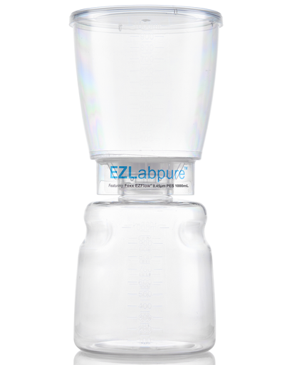 EZLabpure™ Sterile Bottle Top Filter Unit, 0.45 µm PES Membrane, 1,000 mL – Pack of 12