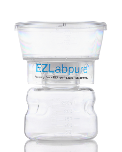 EZLabpure™ Sterile Bottle Top Filter Unit, 0.1 µm PES Membrane, 250 mL – Pack of 12