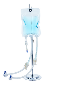 EZBio® Ultra Bag Assembly, 1000mL (1L), PE Bag, 2x 3/8" HB port, 1x1/4" HB port with Needlefree swabable valve, TPE Tubing, Sterile, 10/CS