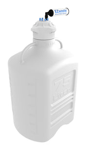EZwaste® XL HPLC Solvent Waste System, 75 L HDPE Reusable Carboy, 120 mm Four (4x) Ports for 1/16" OD Tubing, One (1x) Port 1/4 inch OD Tubing, Three (3x) Port for HB with Filter, 1/EA