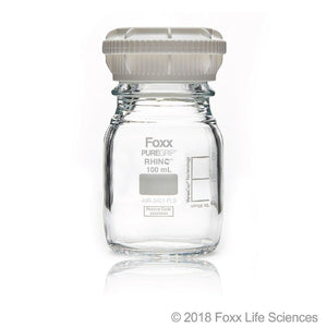 PUREGRIP® Rhino Safety Coated Glass Bottles, Clear, 100mL, with GL45 VersaCap,4CS