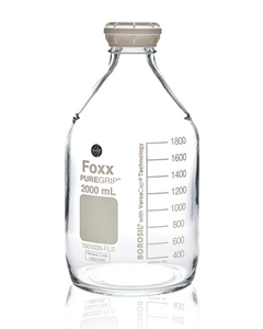 PUREGRIP® Rhino Safety Coated Glass Bottles, Clear, 2000mL, with GL45 VersaCap, 4CS