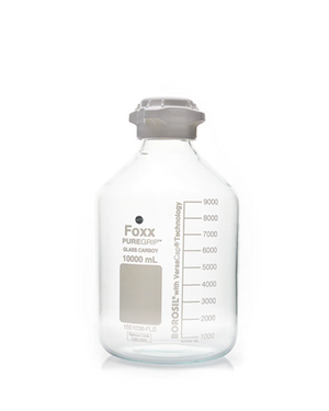PUREGRIP® Rhino Safety Coated Glass Carboy, Clear, 10L, with 83B VersaCap, 1EA