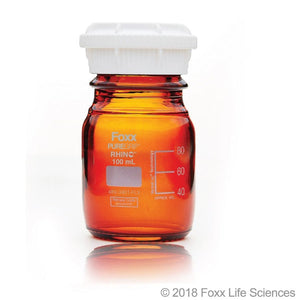 PUREGRIP® Rhino Safety Coated Glass Bottles, Amber, 100mL, with GL45 VersaCap, 4CS