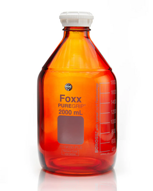 PUREGRIP® Rhino Safety Coated Glass Bottles, Amber, 2000mL, with GL45 VersaCap, 4CS
