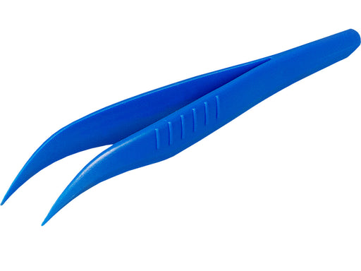BURKLE INC Single-use tweezers, pointed/angled, blue, sterile