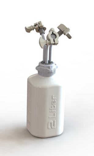 EZBio® 2L PP rigid reservoir with 53B VersaCap® and 3 Mini TC ports, non-sterile fluid container