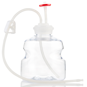 EZCellGene™ GL45 wide mouth Bottle Assembly, 1L, with micro bore Overmolded Silicone tubing 1/16" ID x 3/16" OD, 10/CS