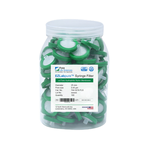 EZLabpure™ Hydrophilic Nylon Syringe Filters, 0.45 µm Pore Size Membrane for Prefiltration and Sample Prep, 25 mm, Non-Sterile, 100/PK