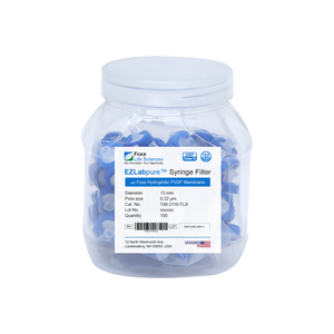 EZLabpure™ Hydrophilic PVDF Syringe Filters, 0.22 µm Pore Size Membrane for Prefiltration and Sample Prep, 13 mm, Non-Sterile, 100/PK