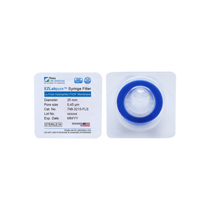 EZLabpure™ Hydrophilic PVDF Syringe Filters, 0.45 µm Membrane for Clarification or Prefiltration, 25 mm, Sterile, 100/PK