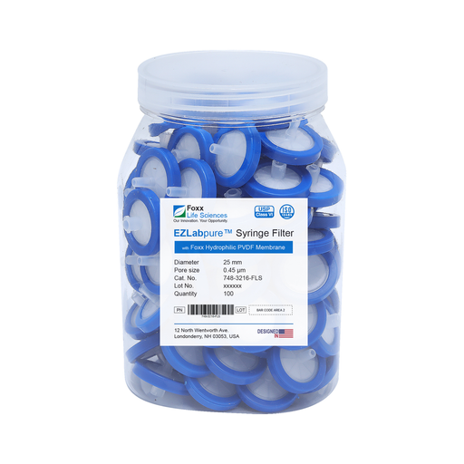 EZlabpure 25mm Syringe Filters – 0.45µm Hydrophilic PVDF Membrane, Non-Sterile for Analytical Filtration  Foxx Life Sciences | img_1 | Foxx Life Sciences Global | shopfls.com