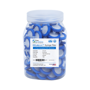 EZLabpure™ Hydrophilic PVDF Syringe Filters, 0.45 µm Pore Size Membrane for Prefiltration and Sample Prep, 33 mm, Non-Sterile, 100/PK