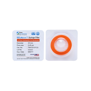 EZLabpure™ Hydrophilic Cellulose Acetate (CA) Syringe Filters, 0.45 µm Membrane for Clarification or Prefiltration, 25 mm, Sterile, 100/PK