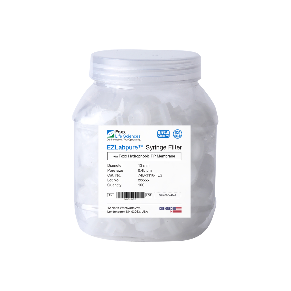 EZlabpure™ Hydrophobic Polypropylene (PP) Syringe Filters, 0.45 µm Pore ...