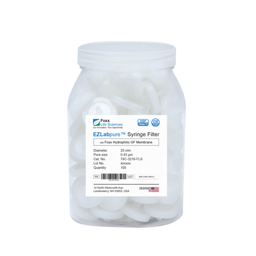 EZlabpure 25mm Syringe Filters – 0.45µm Glass Fiber Membrane, Non-Sterile  Foxx Life Sciences | img_1 | Foxx Life Sciences Global | shopfls.com