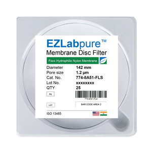 EZLabpure™ 1.2 µm Nylon Hydrophilic Membrane, 142 mm Disc Filters, Non-Sterile 25/PK