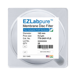 EZLabpure™ 0.2 µm PVDF Hydrophilic Membrane, 142mm Disc Filters, Non-Sterile 25/PK
