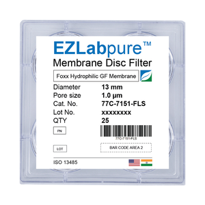 EZLabpure™ 1.0 µm GF Hydrophilic Membrane, 13mm Disc PreFilter, Non-Sterile 25/PK