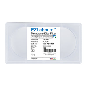 EZLabpure™ 1.0 µm GF Hydrophilic Membrane, 25mm Disc PreFilter, Non-Sterile 100/PK