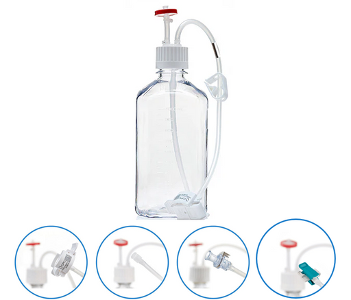 Foxx Life Sciences EZBio MTO bottle single use cap assembly, pinch pipe 