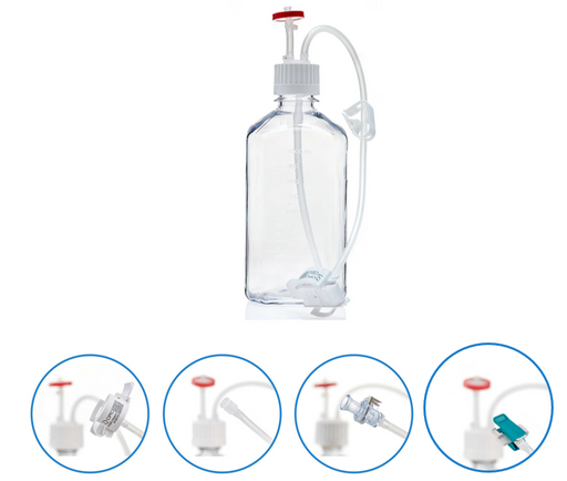 Foxx Life Sciences EZBio MTO bottle single use cap assembly, pinch pipe 