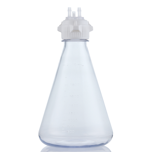 EZBio MTO 2L Flask 2x 5/16 inch Cap Adapter with Vent Port Baffled Base 53B VersaCap Non Sterile