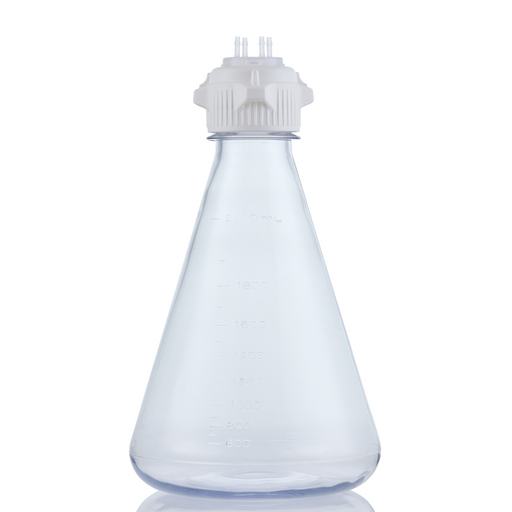 EZBio MTO 2L Flask 4x 1/8 inch Cap Adapter Baffled Base 53B VersaCap Non Sterile