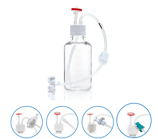 Foxx Life Sciences EZBio MTO bottle single use cap assembly, pinch pipe 