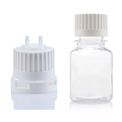 EZBio® TS Bottle Assy, PETG, 125mL, Tamper Evident VersaCap White 38-430 w/o Tubing, NS, 10/CS | Img_1 | Foxx Life Sciences