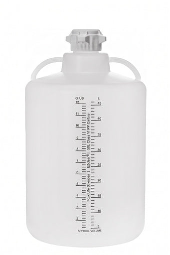 EZclear® Round Carboy 50L, PP, Class VI, 83B Closed VersaCap®, Non-Sterile