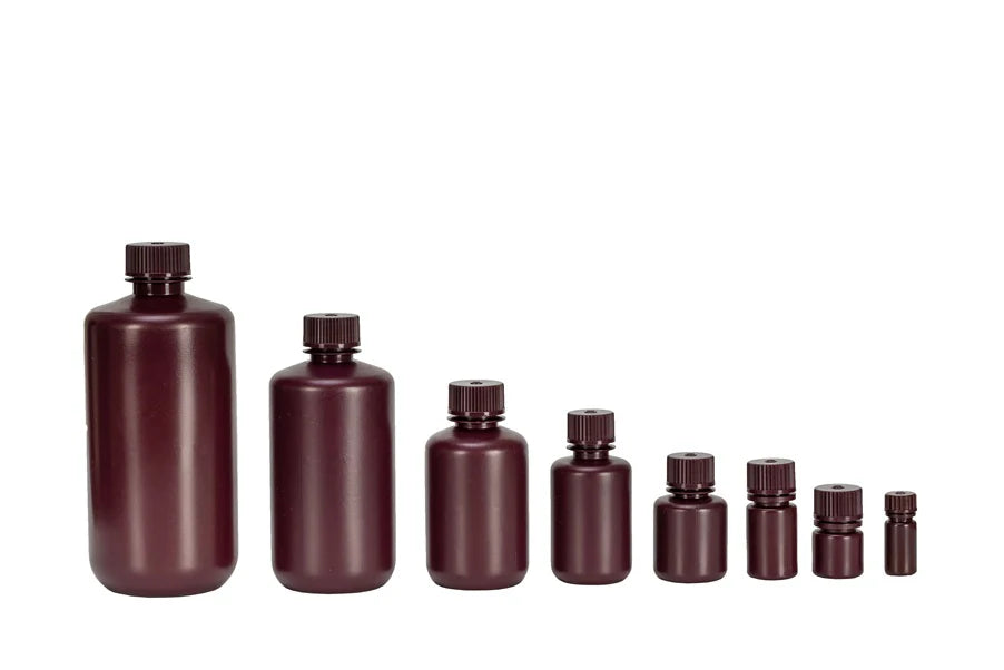 EZLabpure™ HDPE Amber Narrow Mouth Reagent Bottle, Lab Quality