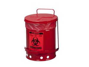 BIOHAZARD WASTE CAN, 6 GALLON, FOOT-OPERATED SELF-CLOSING COVER