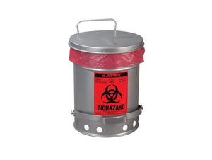 BIOHAZARD WASTE CAN, 10 GALLON, FOOT-OPERATED SELF-CLOSING SOUNDGARD™ COVER WHITE