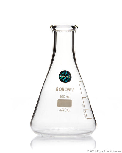 Borosilicate glass Erlenmeyer flask 100 ml, non-capped, narrow neck 