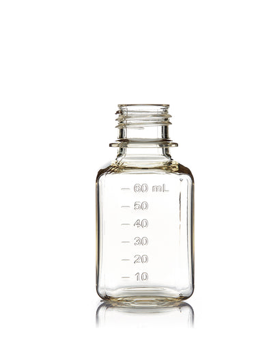 EZBio® Bottle, Polycarbonate (PC), Non-Sterile, 60mL, No Cap, pk/24