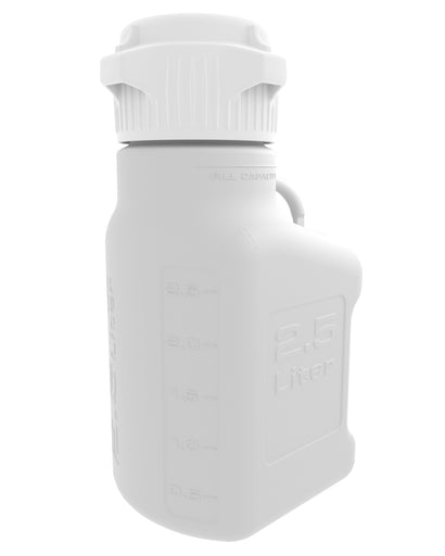 EZBio® Carboy, High Density Poly Ethylene (HDPE), 2.5L, No Spigot, VersaCap® 83B, Double Bagged, Non Sterile