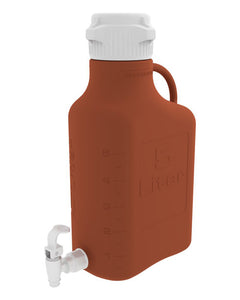 5L (1 Gal) Amber High Density Poly Ethylene (HDPE) Carboy with 83B Cap and Spigot