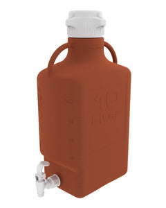 10L (2.5 Gal) Amber High Density Poly Ethylene (HDPE) Carboy with 83B Cap and Spigot