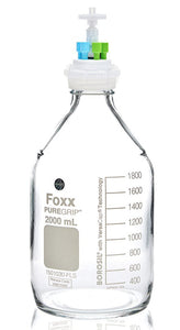 HPLC Solvent Reservoir Bottle Assembly, GL45, 2L Clear, Class VI Polytetrafluoroethylene (PTFE) Adapter,  4 Ports for 3.2mm(1/8