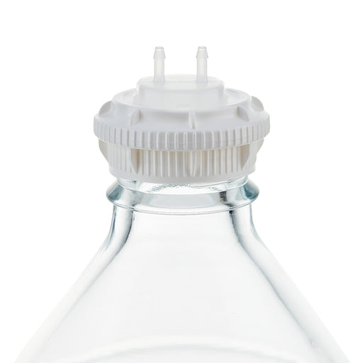 EZBio® GL45 Open Cap & Molded 2x 1/8" HB, White PP for Glass Bottles