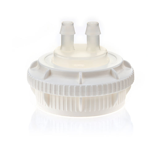 EZBio® GL45 Open Cap & Molded 2x 1/4" HB, White PP for Glass Bottles