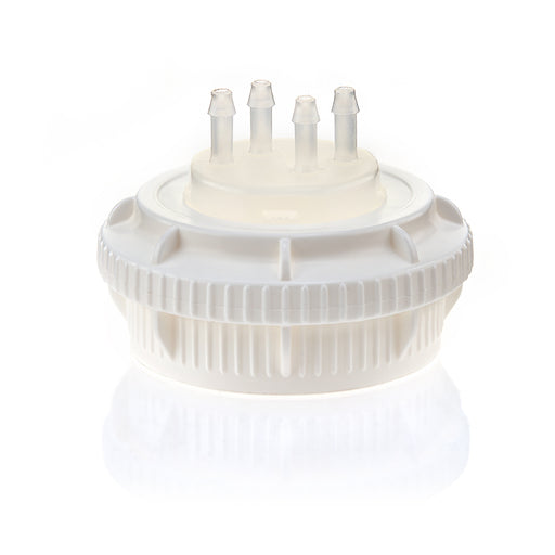EZBio® GL45 Open Cap & Molded 4x 1/8" HB, White PP for Plastic Bottles
