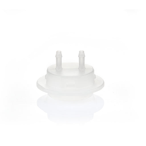 EZBio® GL45 Open Cap & Molded 2x 1/8" HB, White PP for Glass Bottles