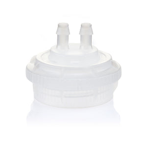 EZBio® GL45 Open Cap & Molded 2x 1/4" HB, Natural PP for Glass Bottles