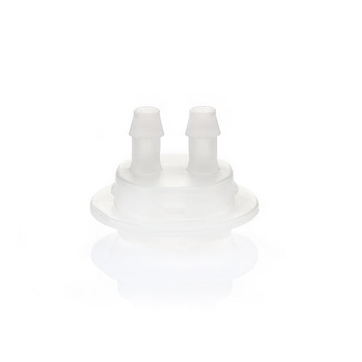 EZBio® GL45 Open Cap & Molded 2x 1/4" HB, White PP for Glass Bottles
