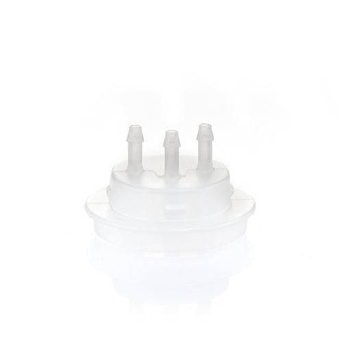 EZBio® GL45 Open Cap & Molded 3x 1/8" HB, White PP for Plastic Bottles